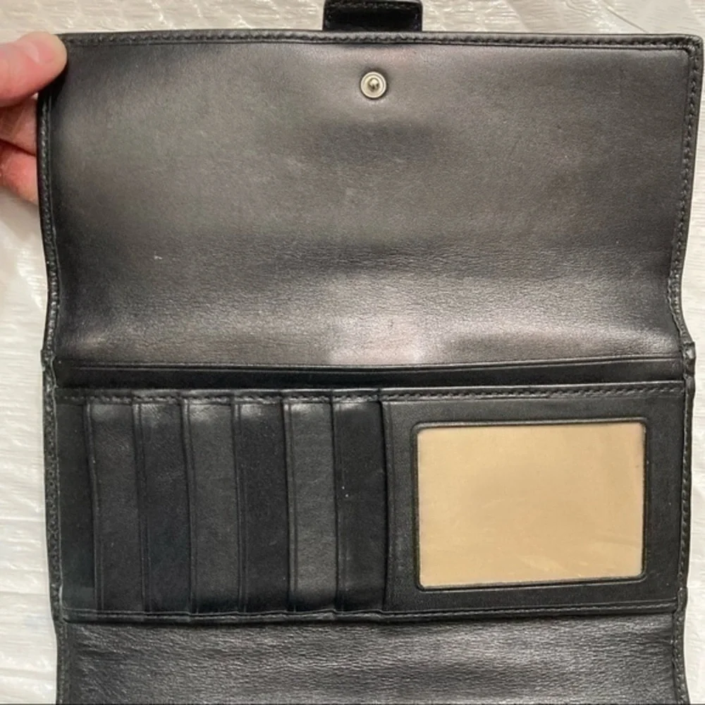 Coach black leather soho checkbook wallet